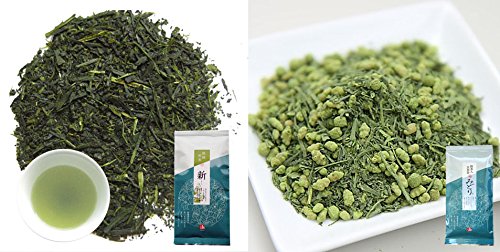 Japanese Fukamushi Sencha Tea 100g (3.5oz) and Matcha iri Genmaicha Green Tea 100g (3.5oz) Set