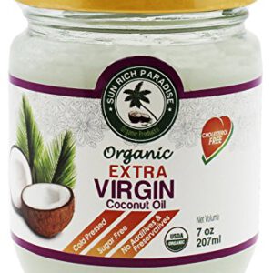 Sun Rich Paradise Organic Extra Virgin Coconut Oil (7 oz.)Glass jar | Cold Pressed
