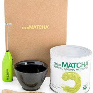 Drink Matcha Organic Green Tea Powder Set Bundle with Ceramic Tea Bowl