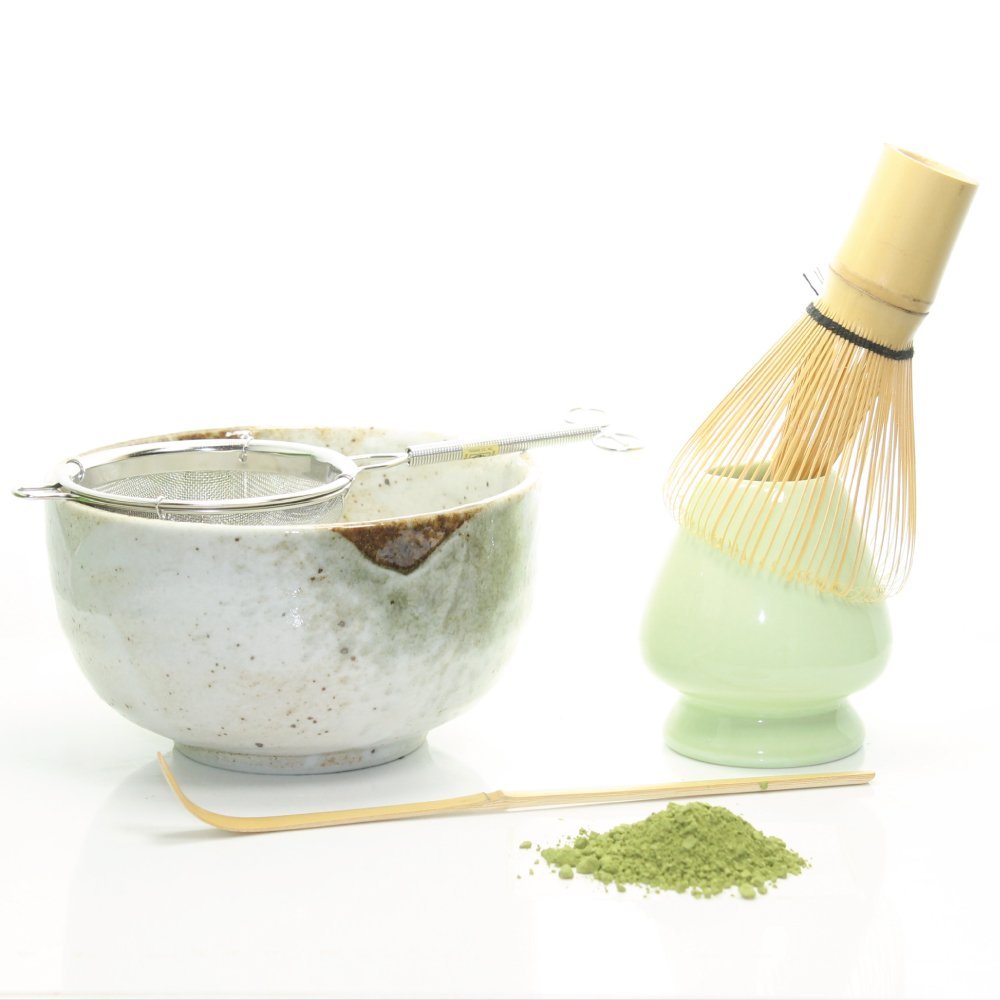 Tealyra - Green Matcha Tea Ceremony Gift Set - Made in Japan - Bamboo Whisk & Scoop - Ceremonial Grade Complete Matcha Start Up Set (Beige)