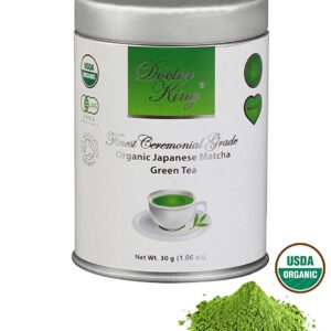 DOCTOR KING Finest Ceremonial Grade Organic Japanese Matcha Green Tea | Top Grade: Ceremonial Grade A | First Harvest Matcha | Specialty Tea | Artisan Matcha | Made in Japan | Perfect For Making Healthy Matcha Green Tea | Net Weight 30 g | Boxed