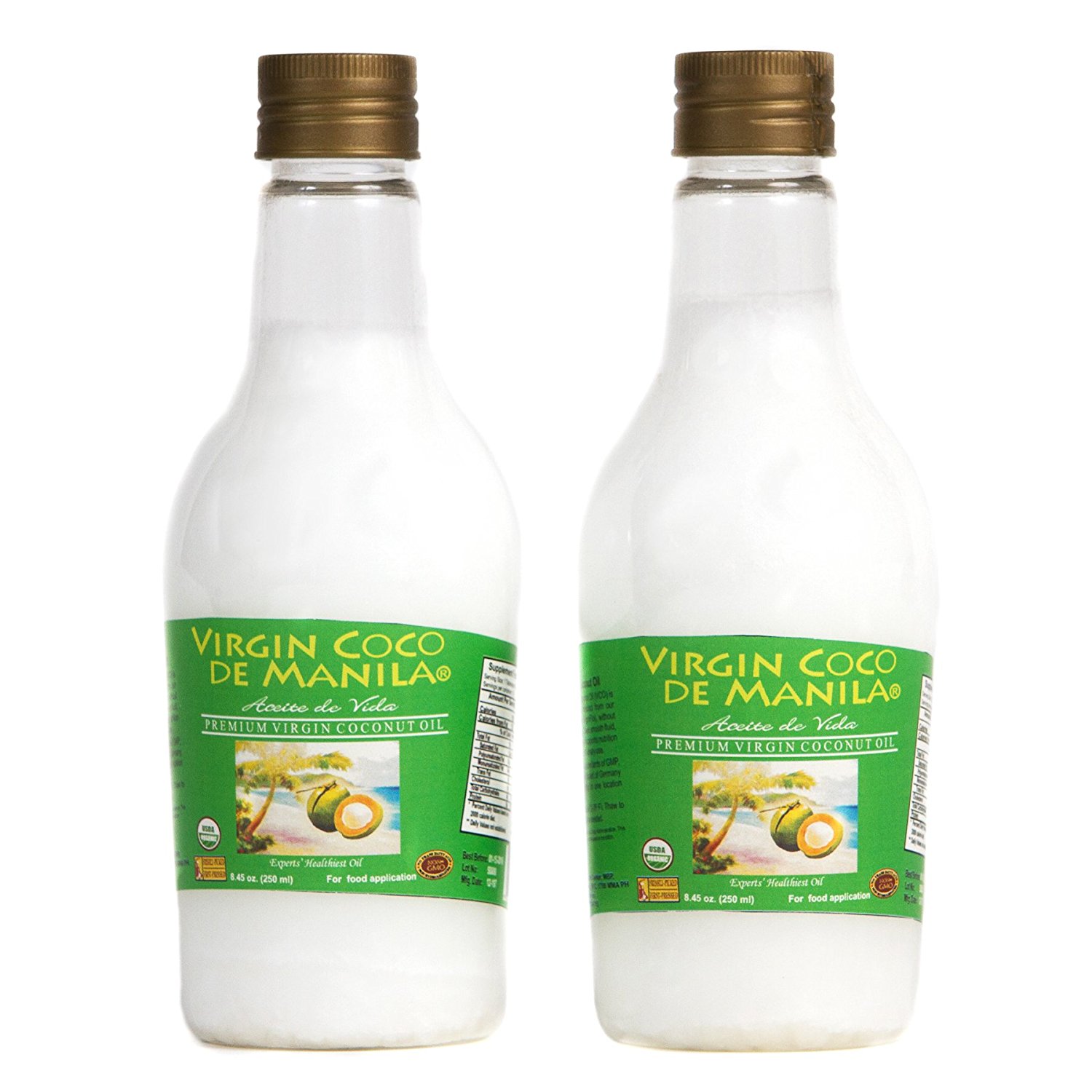 Organic Premium 100% Virgin Coconut Oil Manila Coco [2 x 250 ml=500 ml] CLEAN LABEL NO BLEND: 1 Raw Mat-1 Extraction-1 Site: MORE NUTRIENT DENSE Native Clean Fresh Flavor Rancid Shield FOR ENERGY FUEL