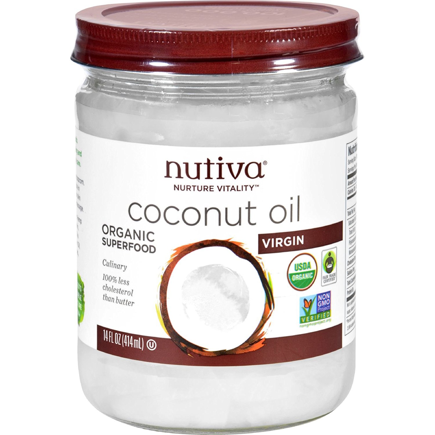 Nutiva Coconut Oil - Organic - Superfood - Virgin - Unrefined - 14 oz - Case of 6