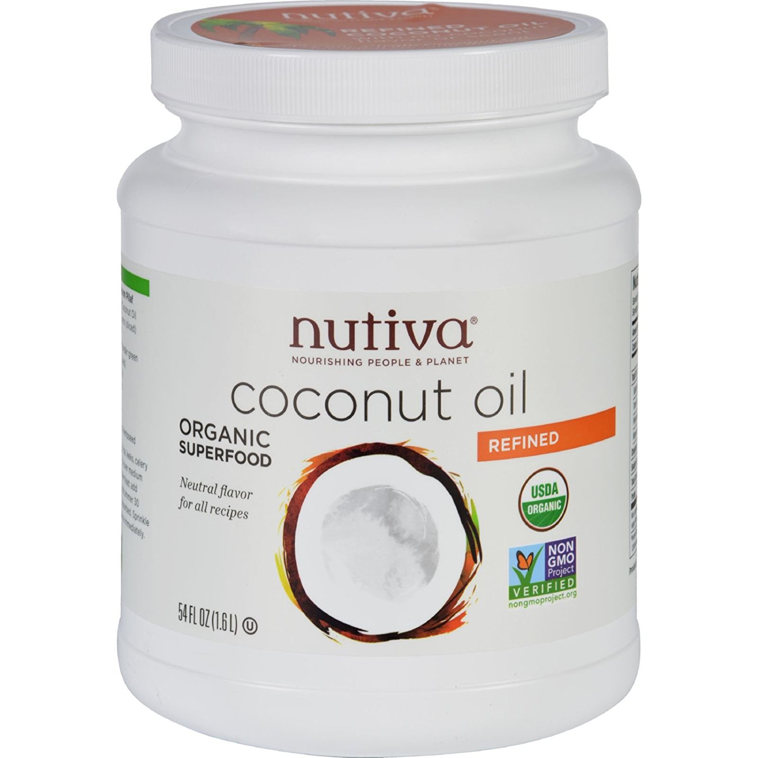 Nutiva Coconut Oil - Organic - Superfood - Refined - 54 oz - 95%+ Organic - Non GMO - Kosher