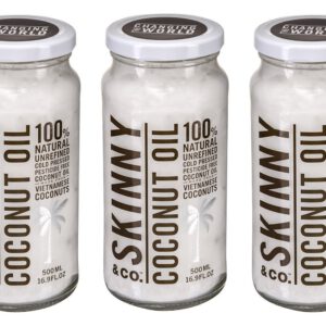 3 Pack - Skinny & Co. Coconut Oil Raw Alkaline 16.9 Fl Oz Jar