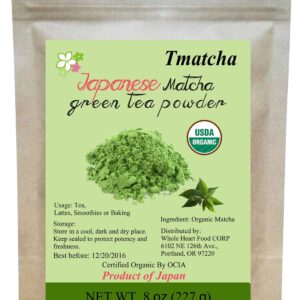 Tmatcha Organic Japanese Matcha Green Tea Powder USDA Organic Certification Culilary Grade Gluten Free and Vegan 8 oz(227 g)