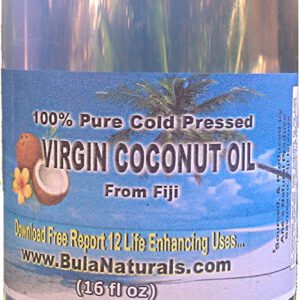 Bula Naturals Virgin Coconut Oil from Fiji large squeezable container with flip top cap.
