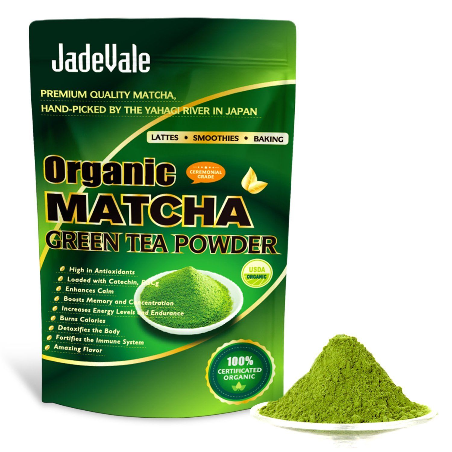 JadeVale Matcha Green Tea Powder - Premium Culinary Grade - USDA Organic - Powerful Antioxidant - Perfect for Baking
