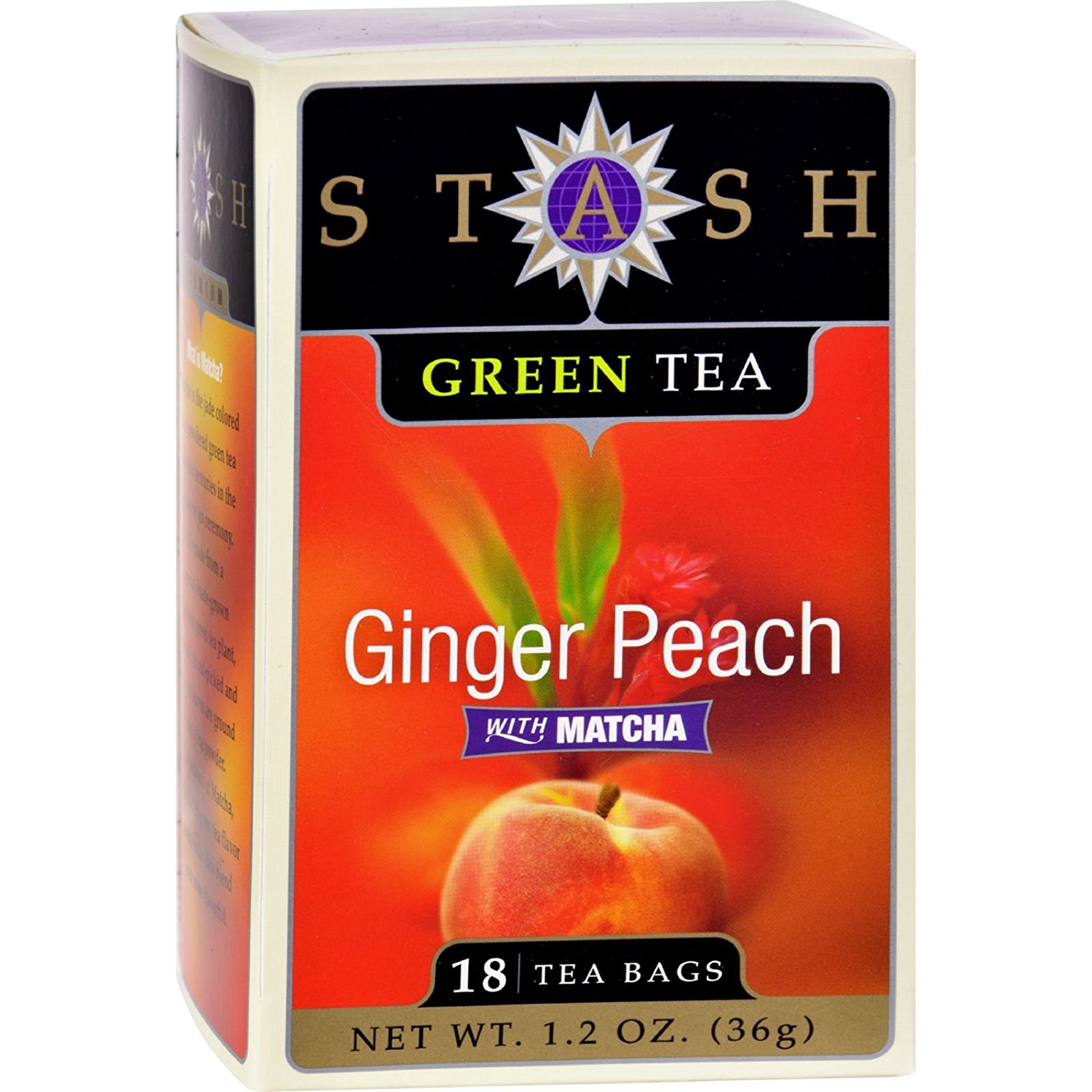Stash Tea Ginger Peach Green W/ Matcha - 18 Tea Bags - Case of 6