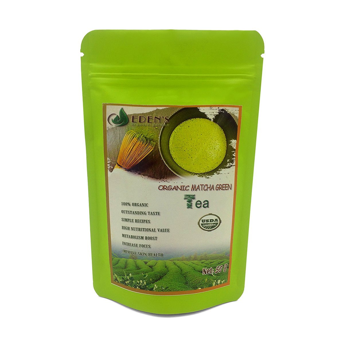 Eden’s Matcha Green Tea Powder – Organic Ceremonial Grade Japanese Matcha Net 50g (1.76 oz.) | Premium Green Tea