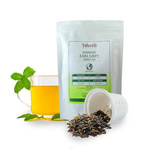 Premium Earl Grey Jasmine Loose Leaf Darjeeling Green Tea-Detoxify with a Unique Blend of Bergamot Extracts from Italy Green Tea and Fragrant Jasmine flowers for the Best Weight Loss Experience-3.53oz