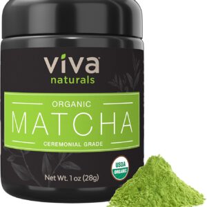 Viva Naturals Organic Matcha Green Tea Powder [1 oz] - Japanese Ceremonial Grade for Lattes