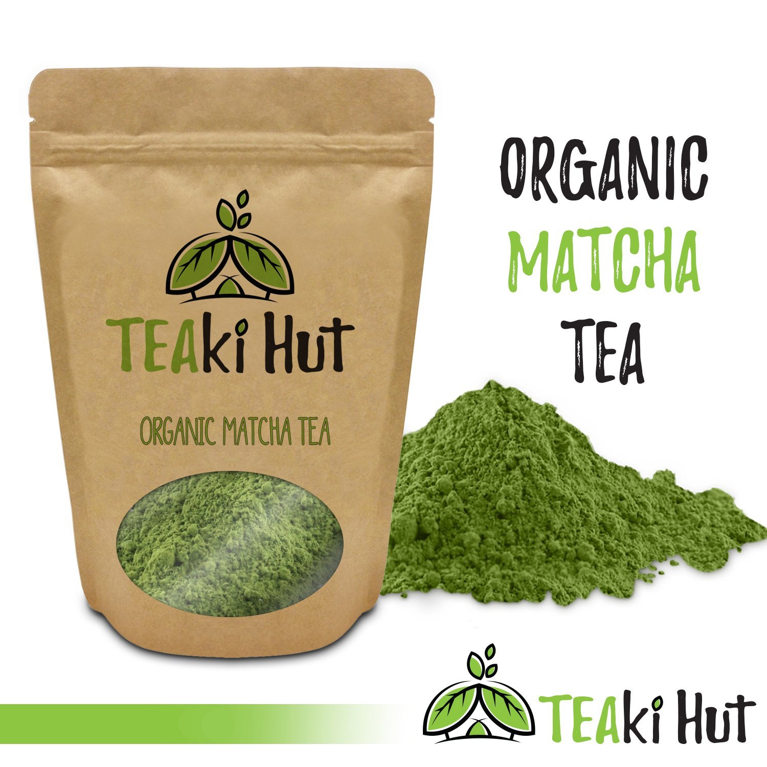 TEAki Hut Organic Matcha Green Tea Powder 2 Ounce (50 Servings) Culinary Grade | Excellent Weight Loss Benefits | More Antioxidants than Green Tea Bags | Best for Making Matcha Tea