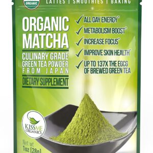Matcha Green Tea Powder - Powerful Antioxidant Japanese Organic Culinary Grade (1 oz) - For use in Lattes