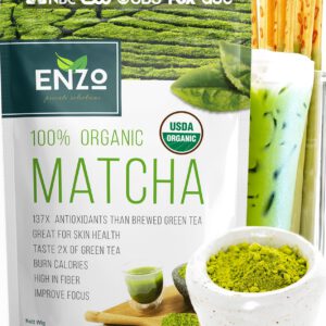 Matcha Green Tea Powder 4oz - Organic Vegan Milky Taste USDA Certified - 137x Antioxidants Over Brewed Green Tea- Great for Matcha Latte