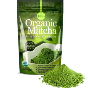 Organic Matcha Green Tea Powder - 100% Pure Matcha (No Sugar Added - Unsweetened Pure Green Tea - No Coloring Added Like Others) 4oz