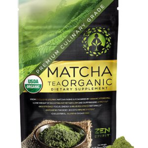 Matcha Green Tea Powder Organic ( Japanese Premium Culinary Grade ) - USDA & Vegan Certified - 100g (3.52 oz) - Perfect for Baking