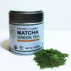 Finest & Freshest Japanese Matcha Green Tea Powder First Harvest Certified Organic Ceremonial Grade 30g in a 1oz Tin