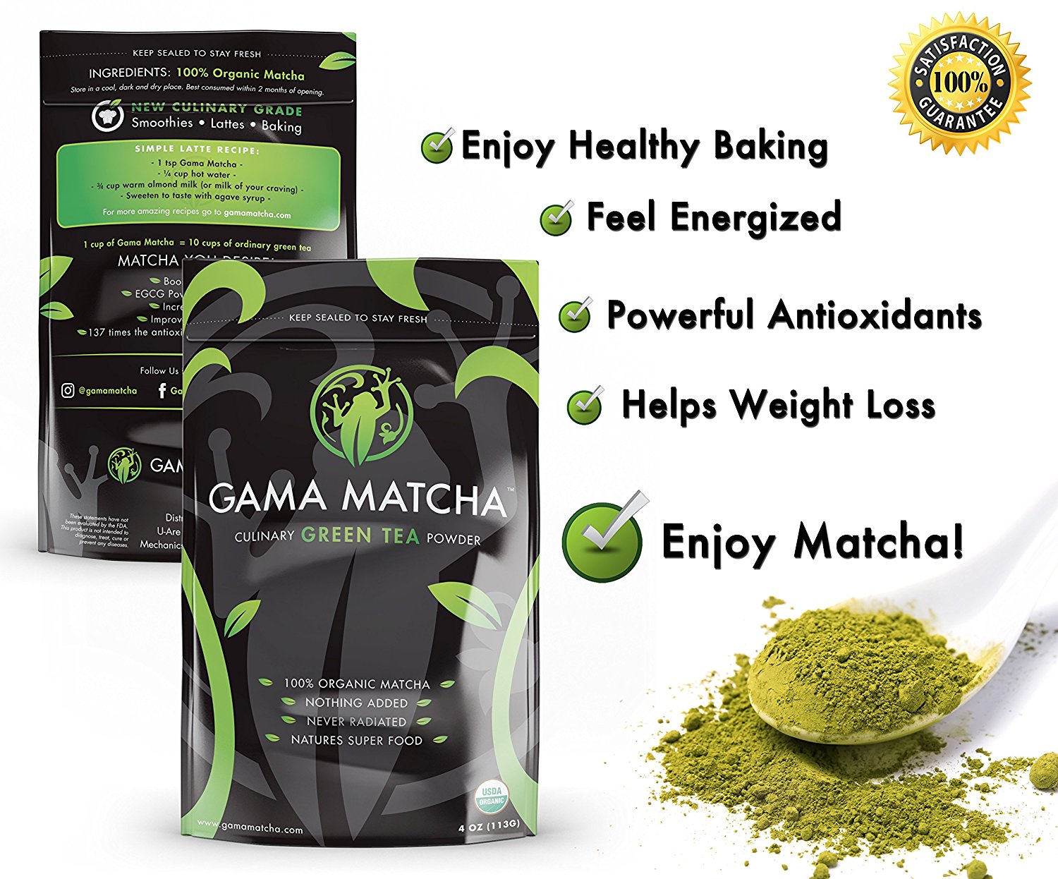 Lattes & Baking Culinary Matcha Powder - Organic Matcha Green Tea Powder - Gluten Free