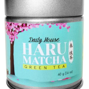 HARU MATCHA - 40g Tin (1.40oz) Daily House Matcha - High Drinking Grade Matcha Green Tea Powder - Ichibancha First Harvest