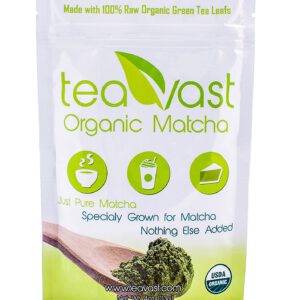 Teavast Matcha Green Tea Powder - USDA Organic & Vegan (Culinary Grade) Made for Iced Latte