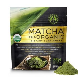 Matcha Green Tea Powder Organic ( Japanese Premium Culinary Grade ) - USDA & Vegan Certified - 30g (1.06 oz) - Perfect for Baking